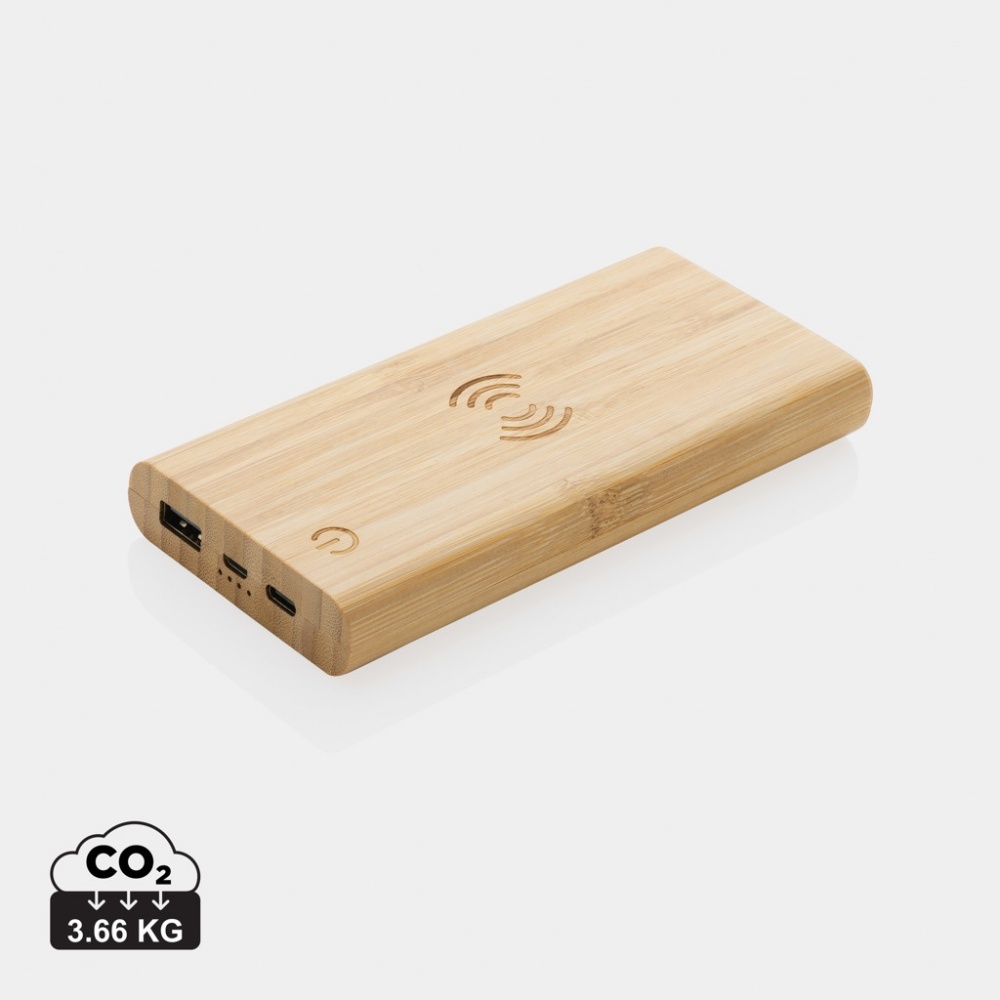 Logo trade corporate gift photo of: Bamboo 8.000 mAh 5W wireless powerbank